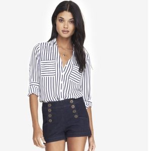 HIGH WAISTED DENIM SAILOR SHORTS